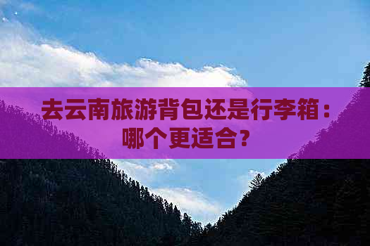 去云南旅游背包还是行李箱：哪个更适合？