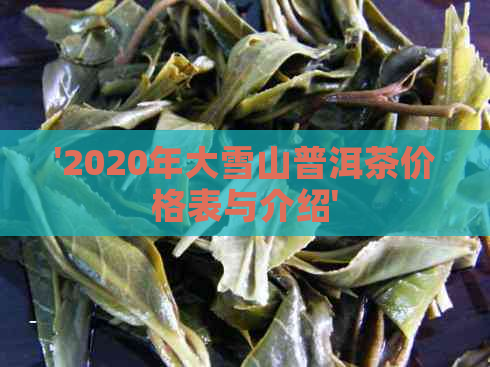 '2020年大雪山普洱茶价格表与介绍'