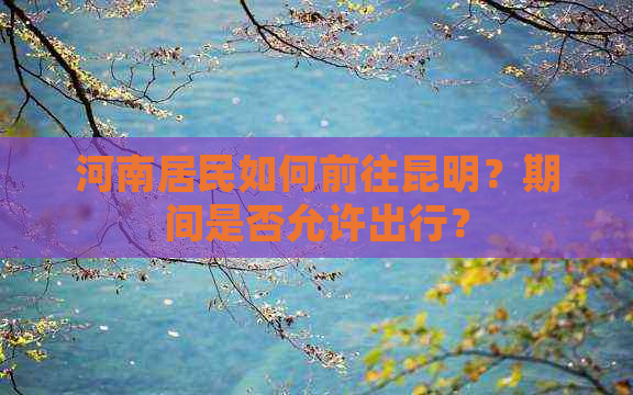 河南居民如何前往昆明？期间是否允许出行？