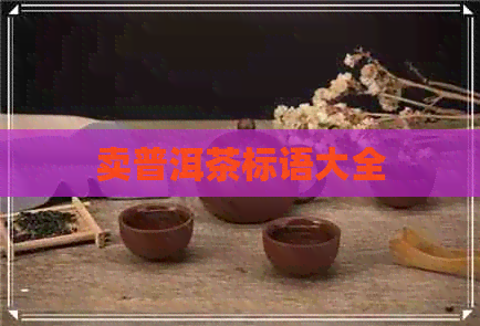 卖普洱茶标语大全