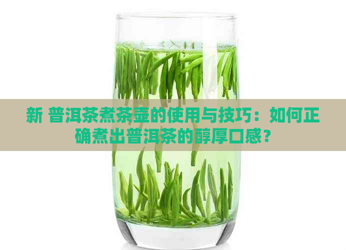 新 普洱茶煮茶壶的使用与技巧：如何正确煮出普洱茶的醇厚口感？