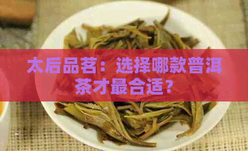 太后品茗：选择哪款普洱茶才最合适？