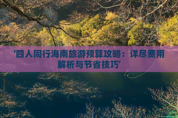 '四人同行海南旅游预算攻略：详尽费用解析与节省技巧'