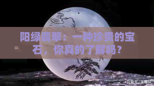 阳绿翡翠：一种珍贵的宝石，你真的了解吗？