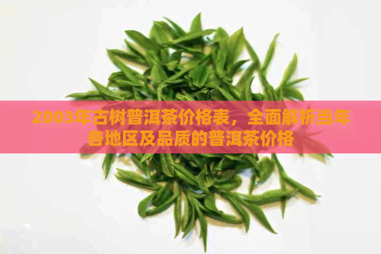 2003年古树普洱茶价格表，全面解析当年各地区及品质的普洱茶价格