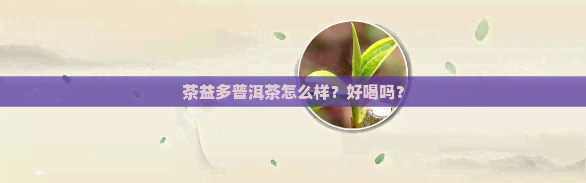 茶益多普洱茶怎么样？好喝吗？