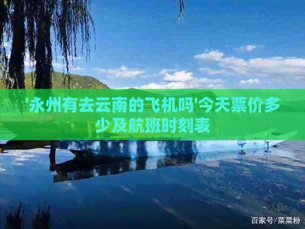 '永州有去云南的飞机吗'今天票价多少及航班时刻表