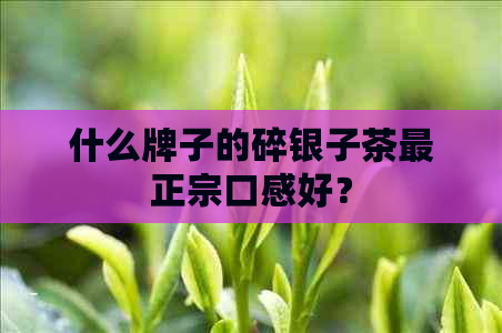 什么牌子的碎银子茶最正宗口感好？