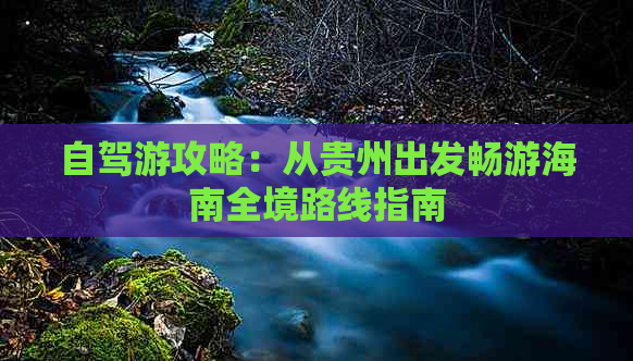 自驾游攻略：从贵州出发畅游海南全境路线指南