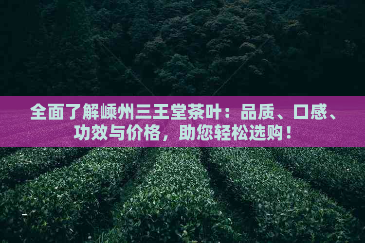 全面了解嵊州三王堂茶叶：品质、口感、功效与价格，助您轻松选购！