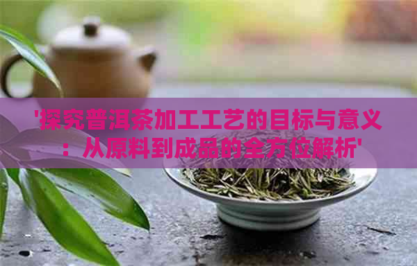 '探究普洱茶加工工艺的目标与意义：从原料到成品的全方位解析'