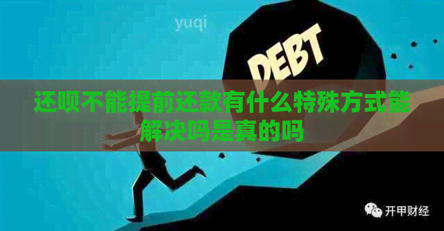 还呗不能提前还款有什么特殊方式能解决吗是真的吗