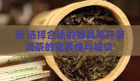 新'选择合适的器具来存普洱茶的重要性与建议'