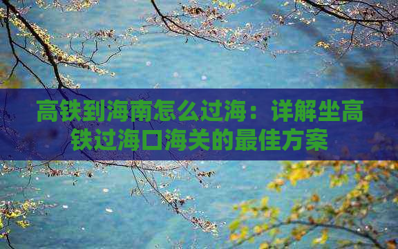 高铁到海南怎么过海：详解坐高铁过海口海关的更佳方案