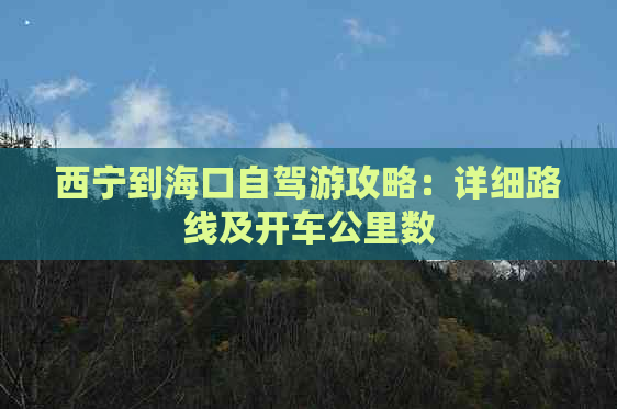 西宁到海口自驾游攻略：详细路线及开车公里数