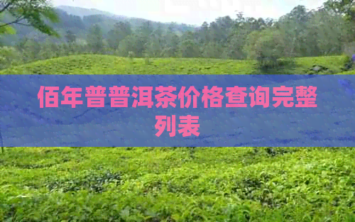 佰年普普洱茶价格查询完整列表