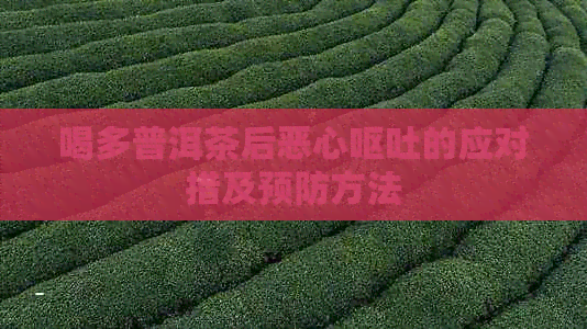 喝多普洱茶后恶心呕吐的应对措及预防方法