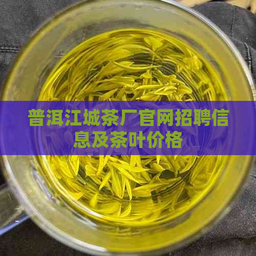 普洱江城茶厂官网招聘信息及茶叶价格