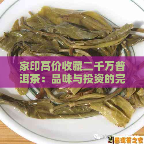 家印高价收藏二千万普洱茶：品味与投资的完美结合