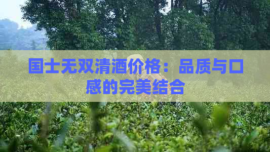 国士无双清酒价格：品质与口感的完美结合