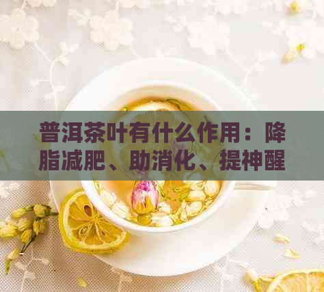 普洱茶叶有什么作用：降脂减肥、助消化、提神醒脑、抗衰老等功效。