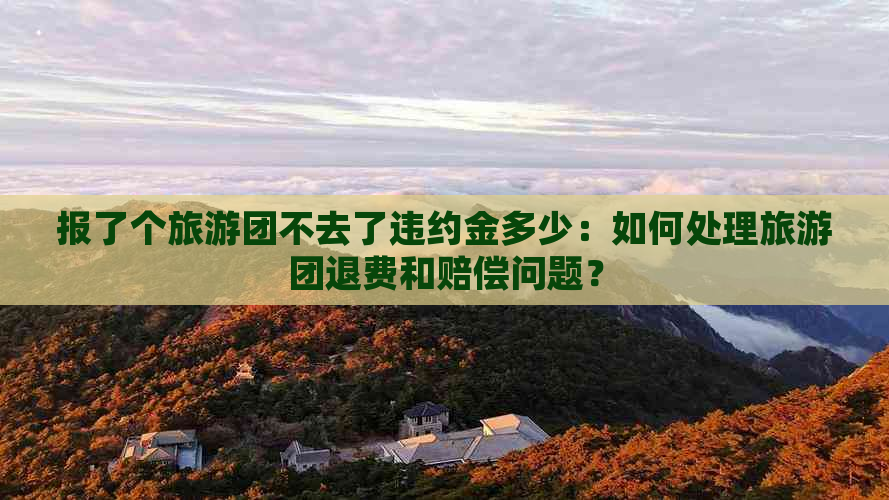 报了个旅游团不去了违约金多少：如何处理旅游团退费和赔偿问题？