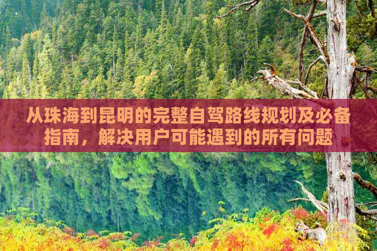 从珠海到昆明的完整自驾路线规划及必备指南，解决用户可能遇到的所有问题