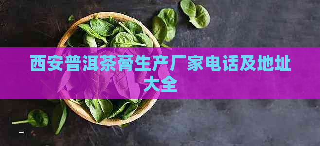 西安普洱茶膏生产厂家电话及地址大全