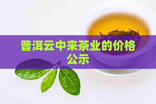 普洱云中来茶业的价格公示