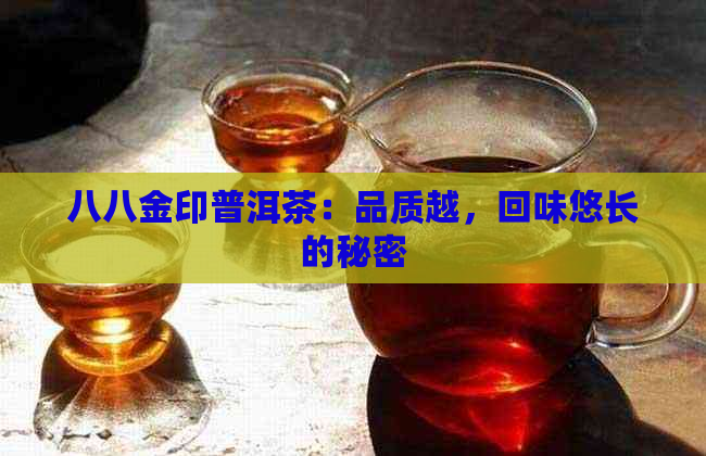 八八金印普洱茶：品质越，回味悠长的秘密