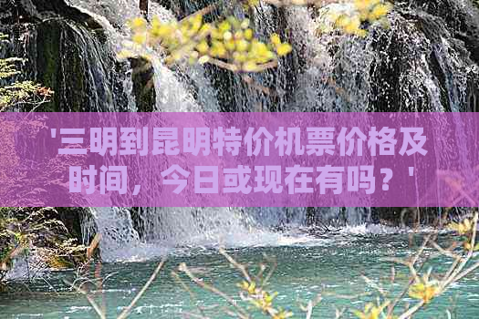 '三明到昆明特价机票价格及时间，今日或现在有吗？'