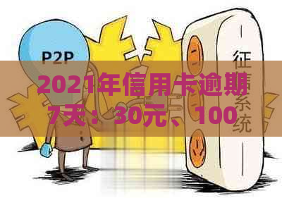 2021年信用卡逾期7天：30元、100元、7000元和100元，分别逾期7天处理办法