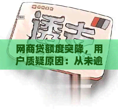 网商贷额度突降，用户质疑原因：从未逾期还款