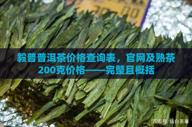 毅普普洱茶价格查询表，官网及熟茶200克价格——完整且概括