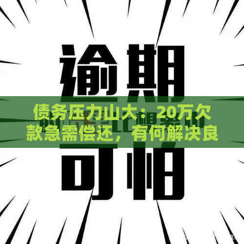 债务压力山大：20万欠款急需偿还，有何解决良策？