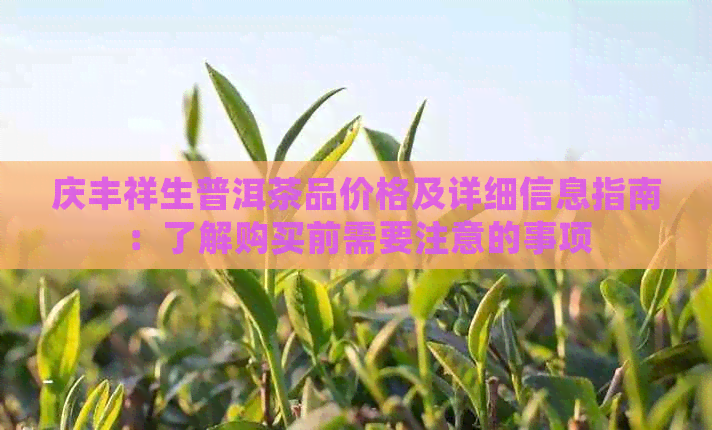 庆丰祥生普洱茶品价格及详细信息指南：了解购买前需要注意的事项