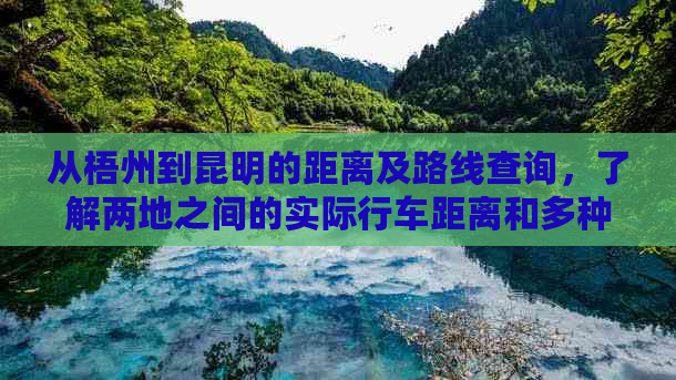 从梧州到昆明的距离及路线查询，了解两地之间的实际行车距离和多种出行方式