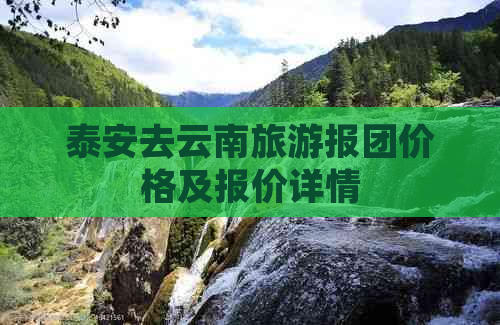 泰安去云南旅游报团价格及报价详情