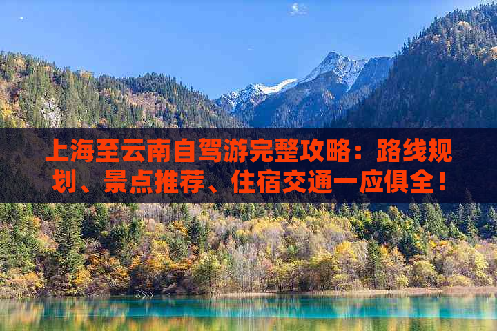 上海至云南自驾游完整攻略：路线规划、景点推荐、住宿交通一应俱全！