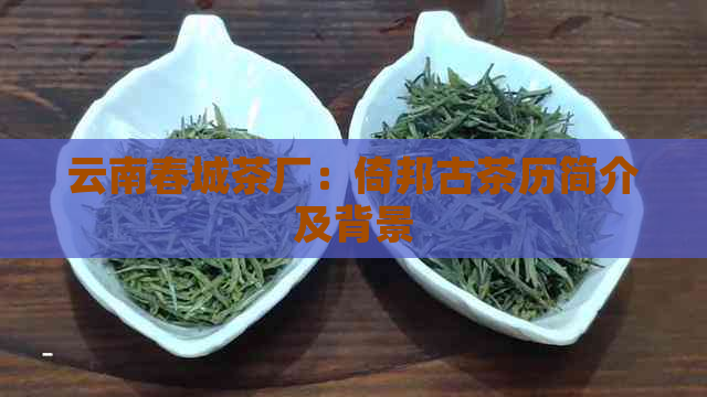 云南春城茶厂：倚邦古茶历简介及背景