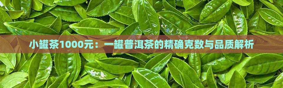 小罐茶1000元：一罐普洱茶的精确克数与品质解析