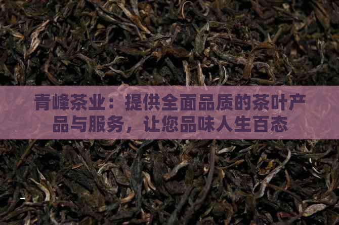 青峰茶业：提供全面品质的茶叶产品与服务，让您品味人生百态