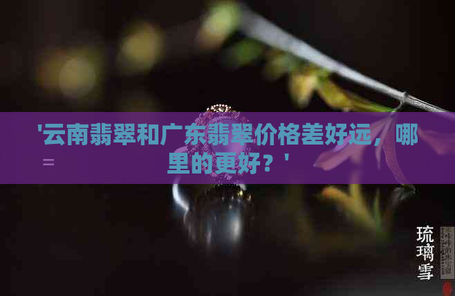 '云南翡翠和广东翡翠价格差好远，哪里的更好？'