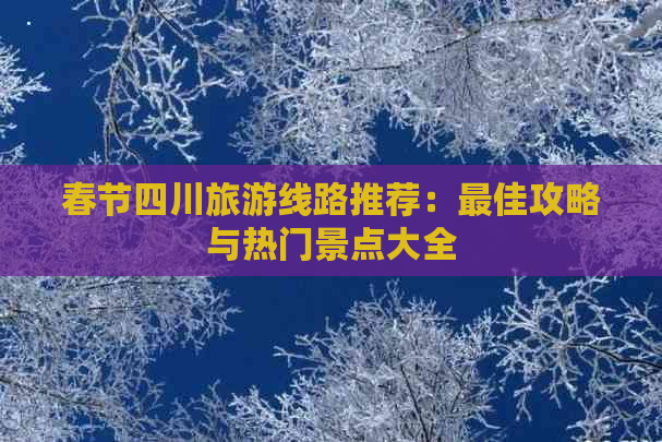 春节四川旅游线路推荐：更佳攻略与热门景点大全