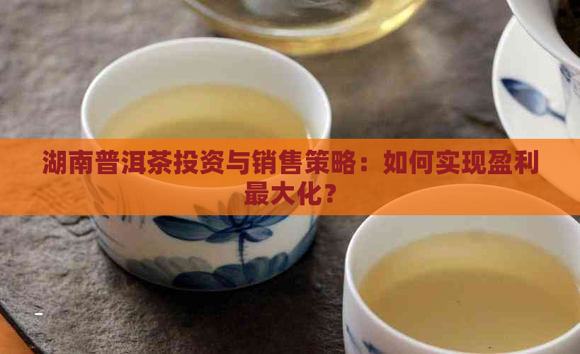 湖南普洱茶投资与销售策略：如何实现盈利更大化？