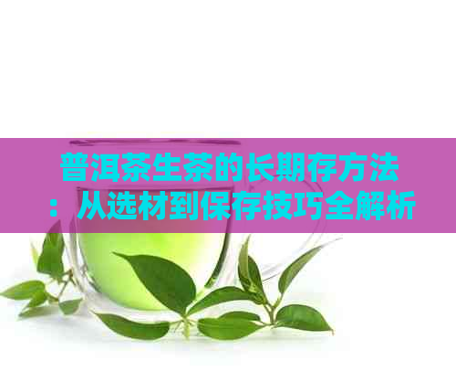 普洱茶生茶的长期存方法：从选材到保存技巧全解析