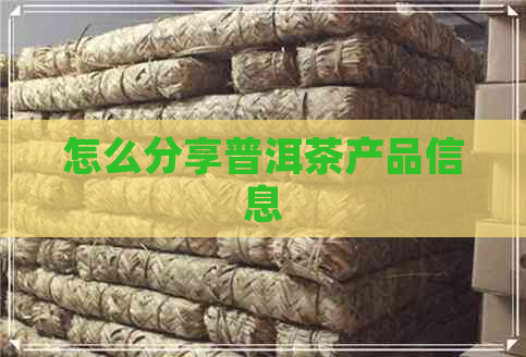 怎么分享普洱茶产品信息