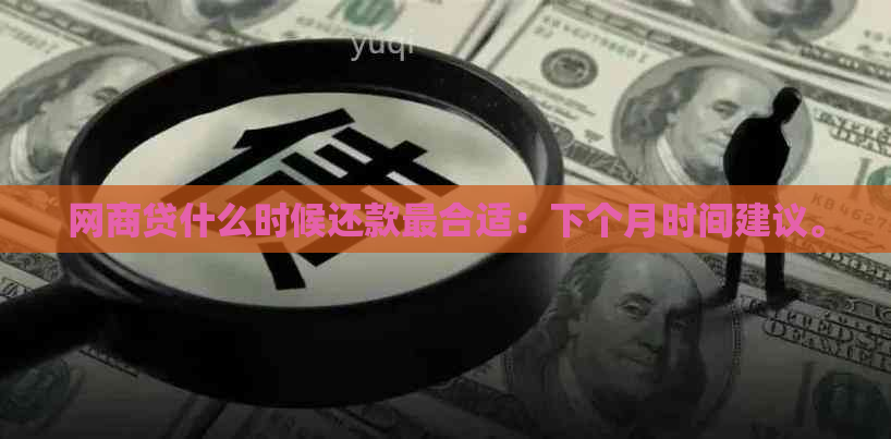 网商贷什么时候还款最合适：下个月时间建议。