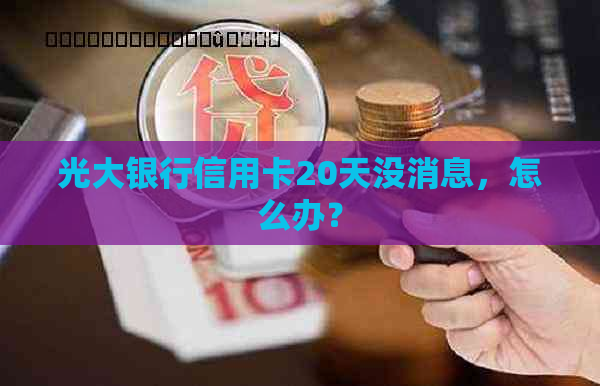 光大银行信用卡20天没消息，怎么办？