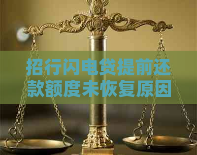 招行闪电贷提前还款额度未恢复原因及解决办法